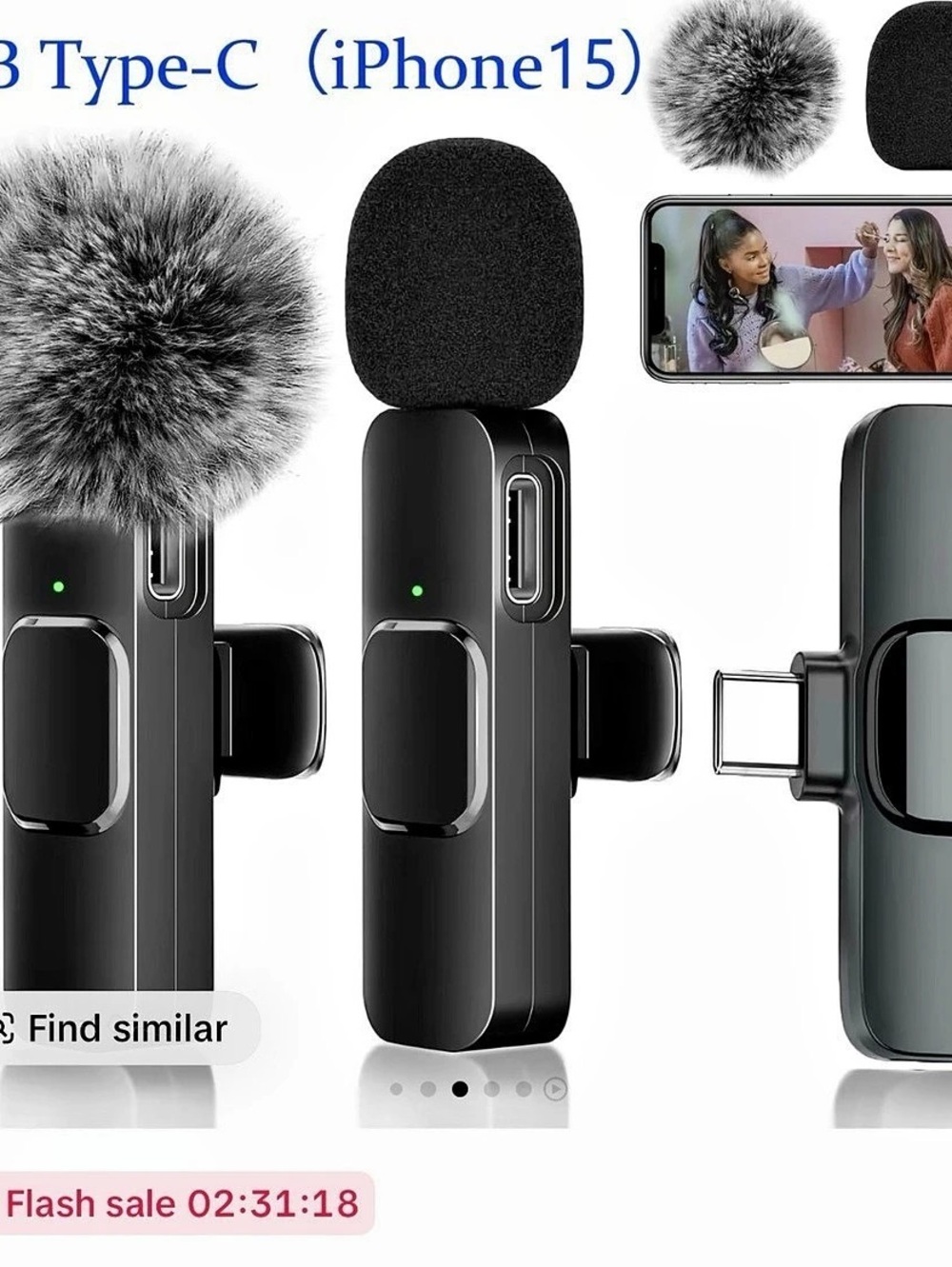 Wireless Clip-On Microphones USB Type-C